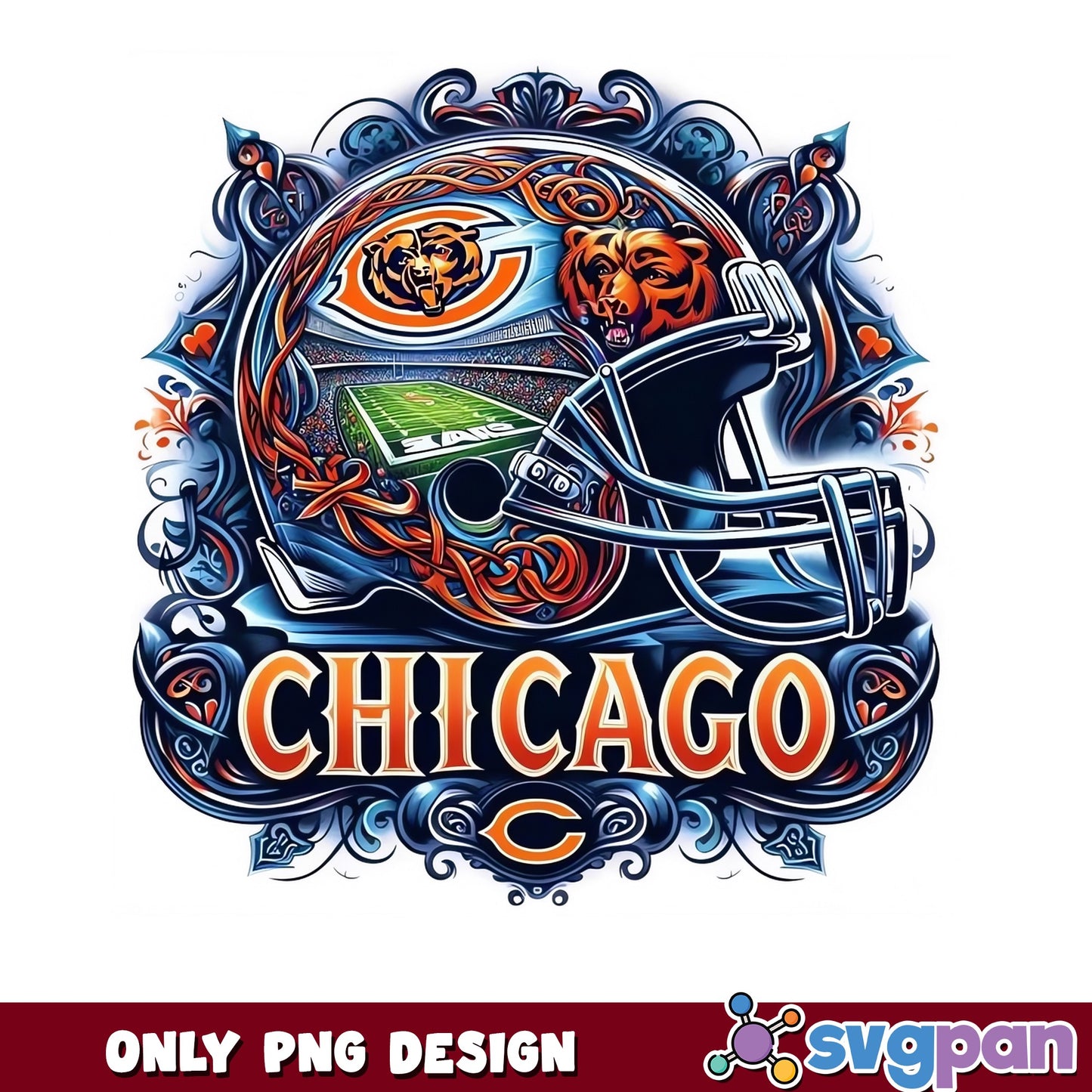 Chicago Bears Football Helmet PNG, NFL Bears Design, Chicago Bears PNG