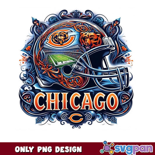 Chicago Bears Football Helmet PNG, NFL Bears Design, Chicago Bears PNG