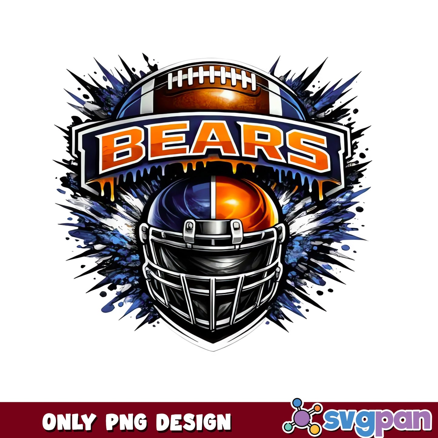 Chicago Bears Football Helmet Splash Design, Bears NFL PNG, Football PNG