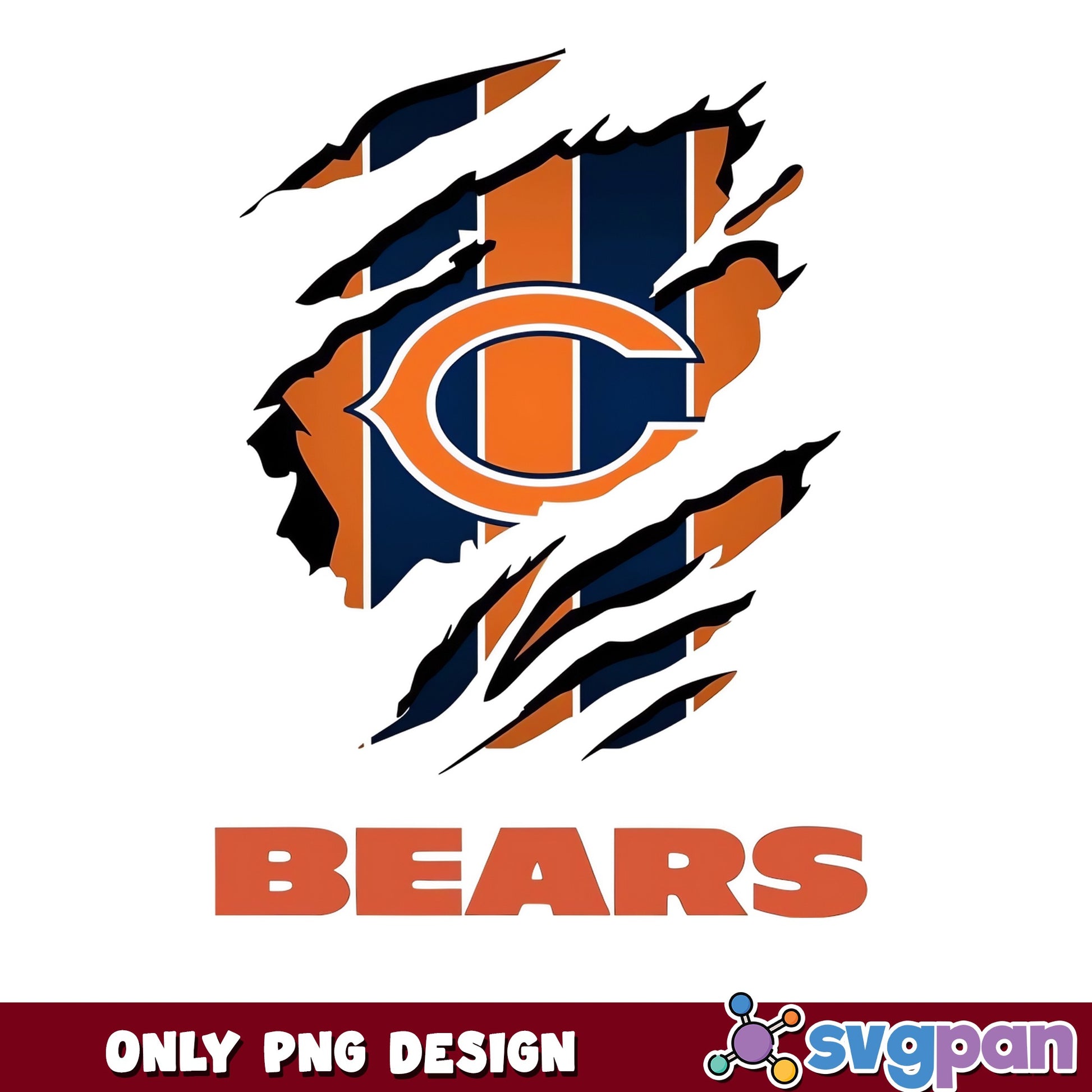 Chicago Bears Ripped Claw PNG, Bears NFL PNG, Football PNG