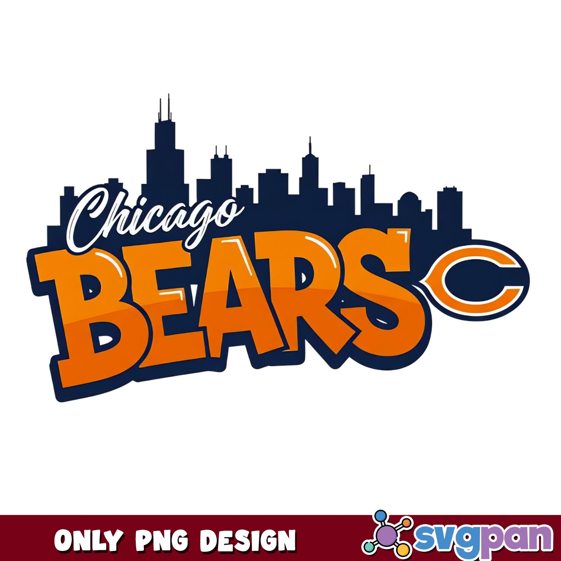 Chicago Bears Skyline PNG, NFL Football PNG, Bears Logo PNG