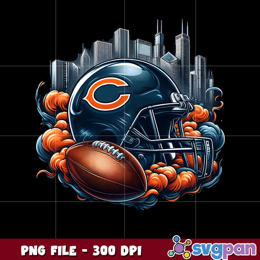 Chicago bears logo smoke helmet illustration png, nfl team helmet png, nfl design png