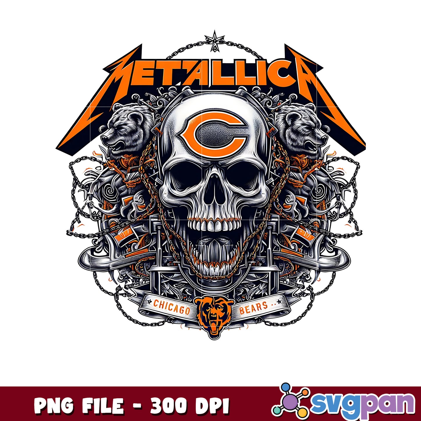 Chicago bears metallic png, nfl scores png, nfl bears png