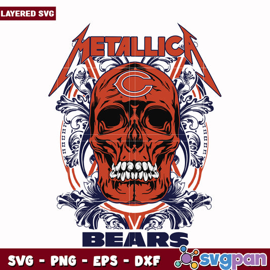 Chicago bears skull metallica svg, super bowl svg, nfl teams logo svg