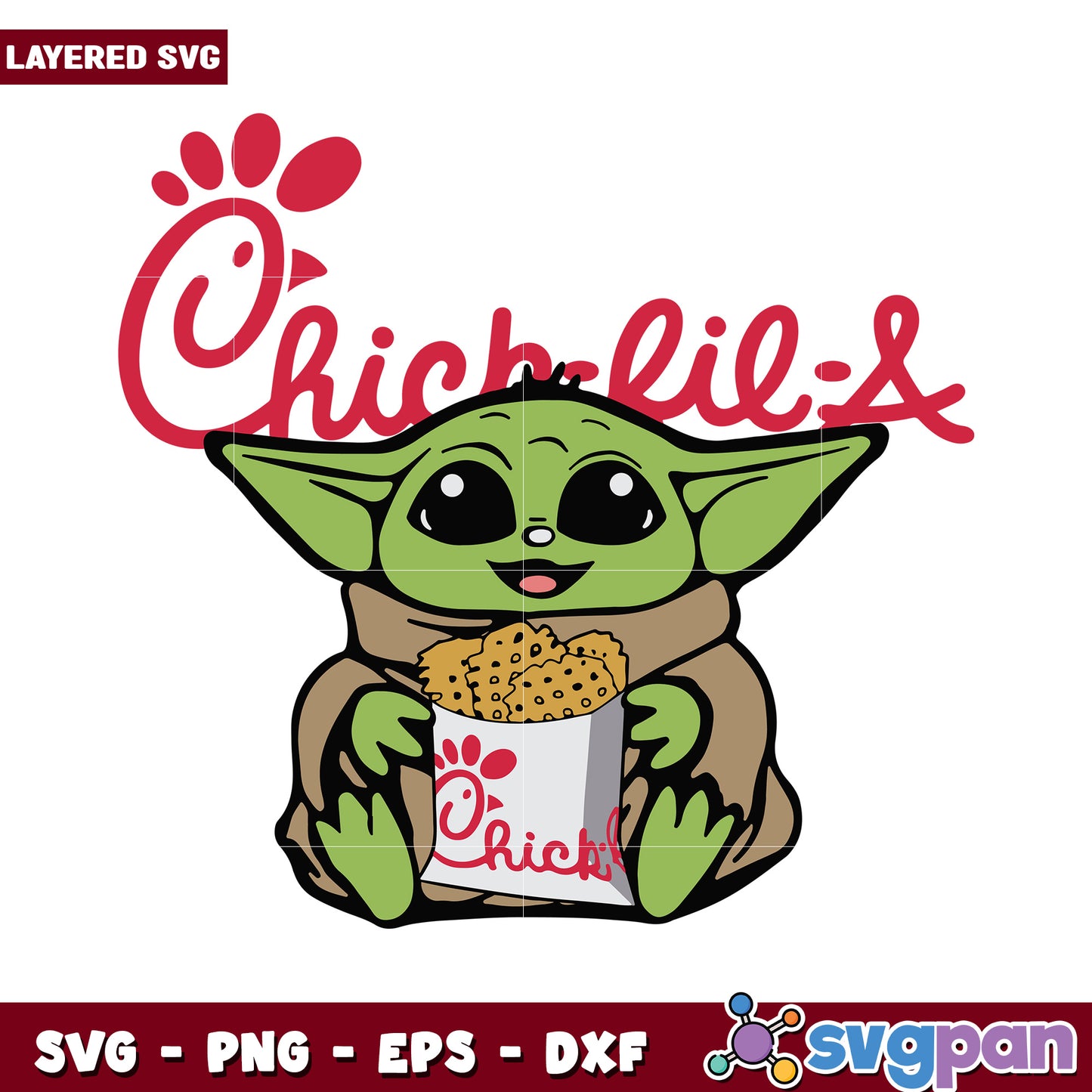 Chick-fil-A inspired Baby Yoda design, perfect for crafting projects