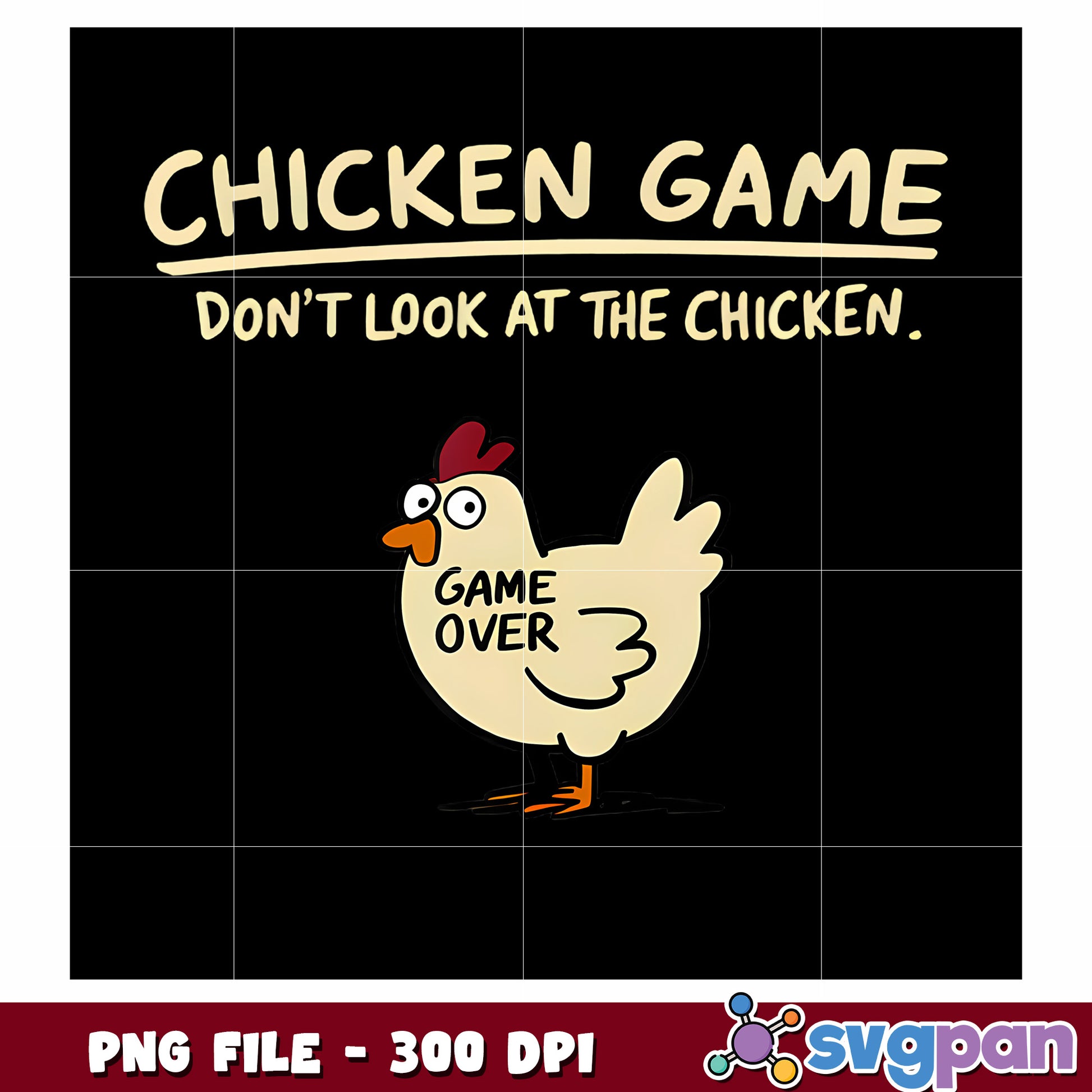 Chicken game don’t look at the chicken png, cheeky humor png, silly challenge png