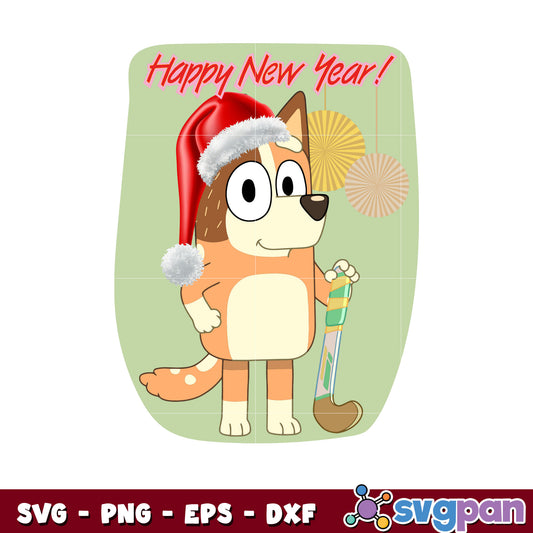 Chilli and bingo happy new year svg, bingo christmas svg, bluey svg