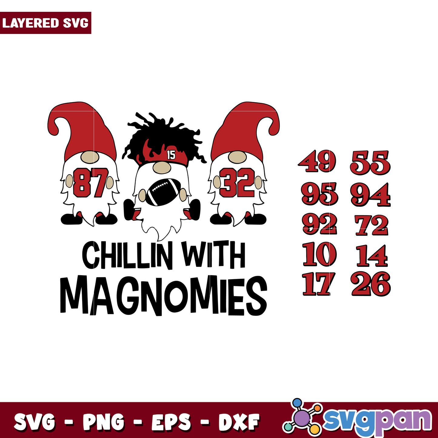 Chillin with Magnomies gnome SVG design for fun projects, perfect for football fans and festive crafting