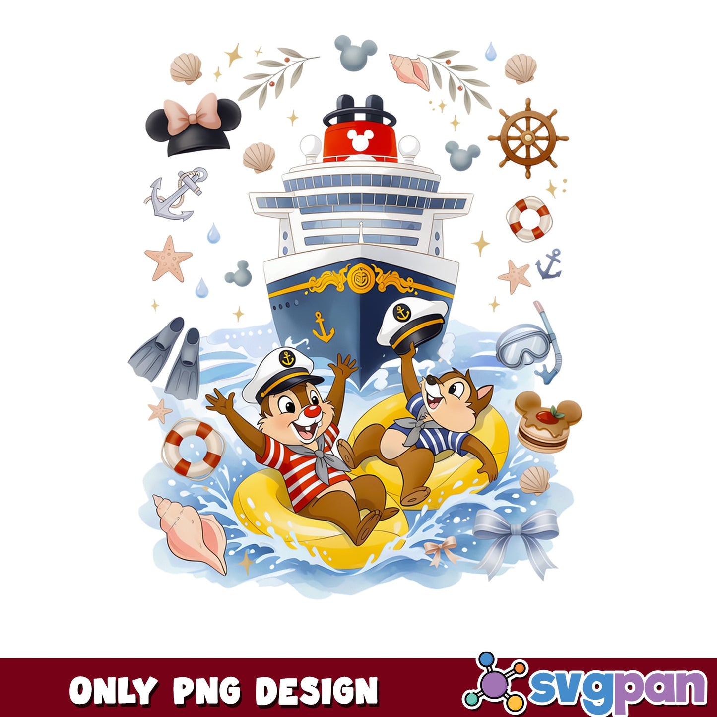 Chip And Dale Disney Cruise PNG, Disney Vacation PNG, Summer PNG