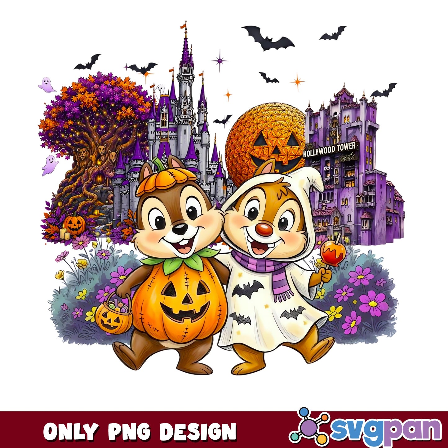 Chip And Dale Disney Halloween Trick Or Treat PNG, Pumpkin Ghost, PNG