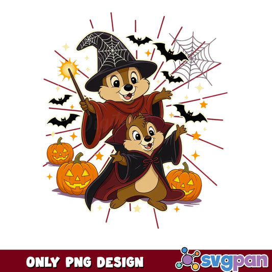 Chip And Dale Halloween PNG, Disney Witch Vampire Costume, Spooky PNG