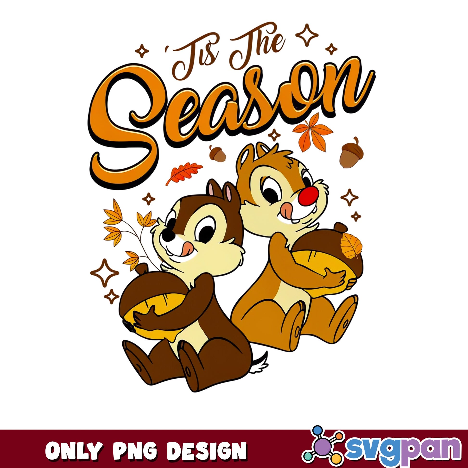 Chip And Dale Tis The Season Fall PNG, Disney Fall PNG, Autumn PNG