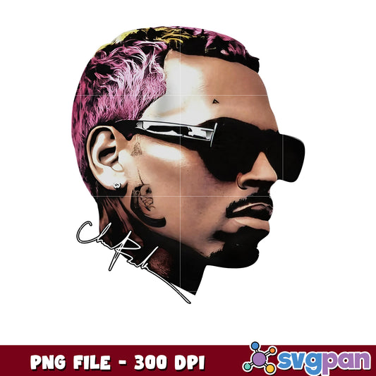 Chirst brown head design png, christ brown tour png, pop music png