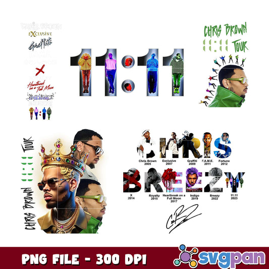 Chris Brown 1111 Tour Bundle PNG Design 300 DPI