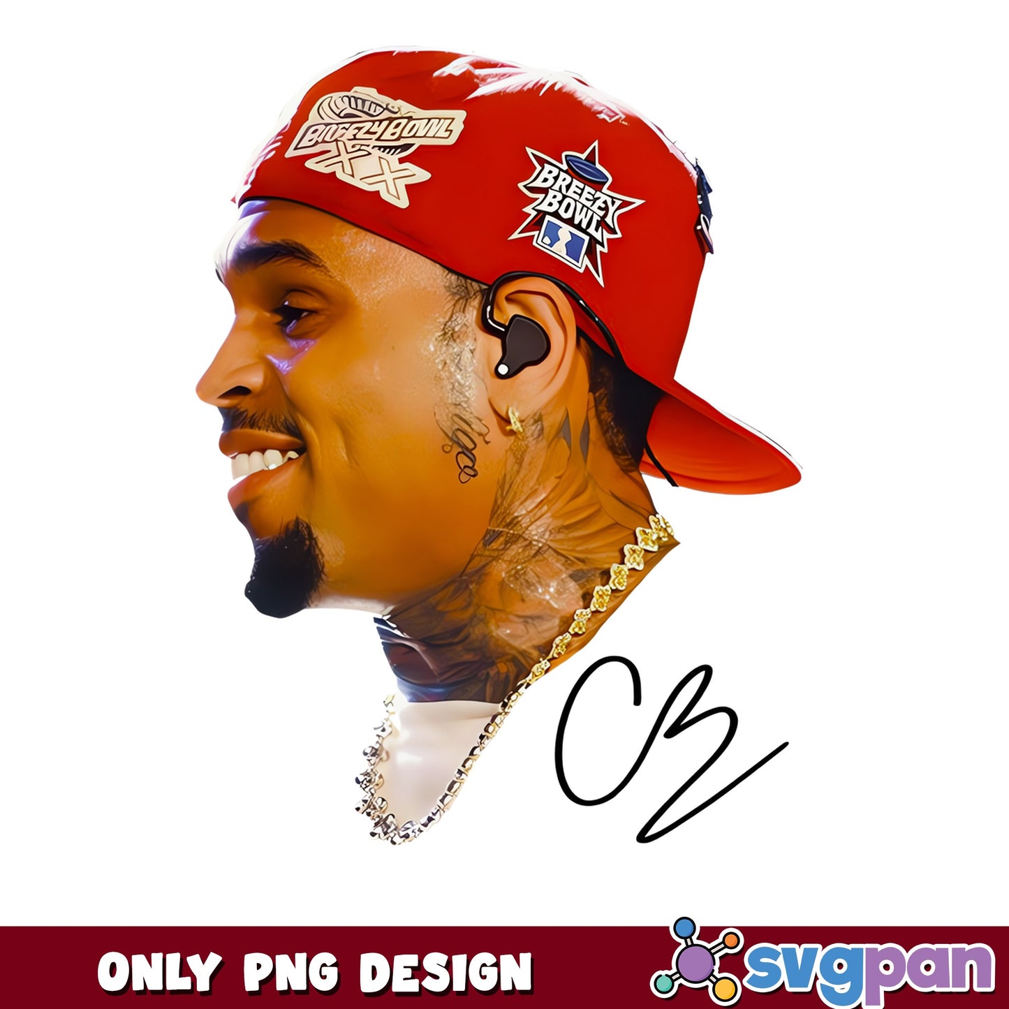 Chris Brown Breezy Bowl PNG, CB Signature PNG, Rapper PNG