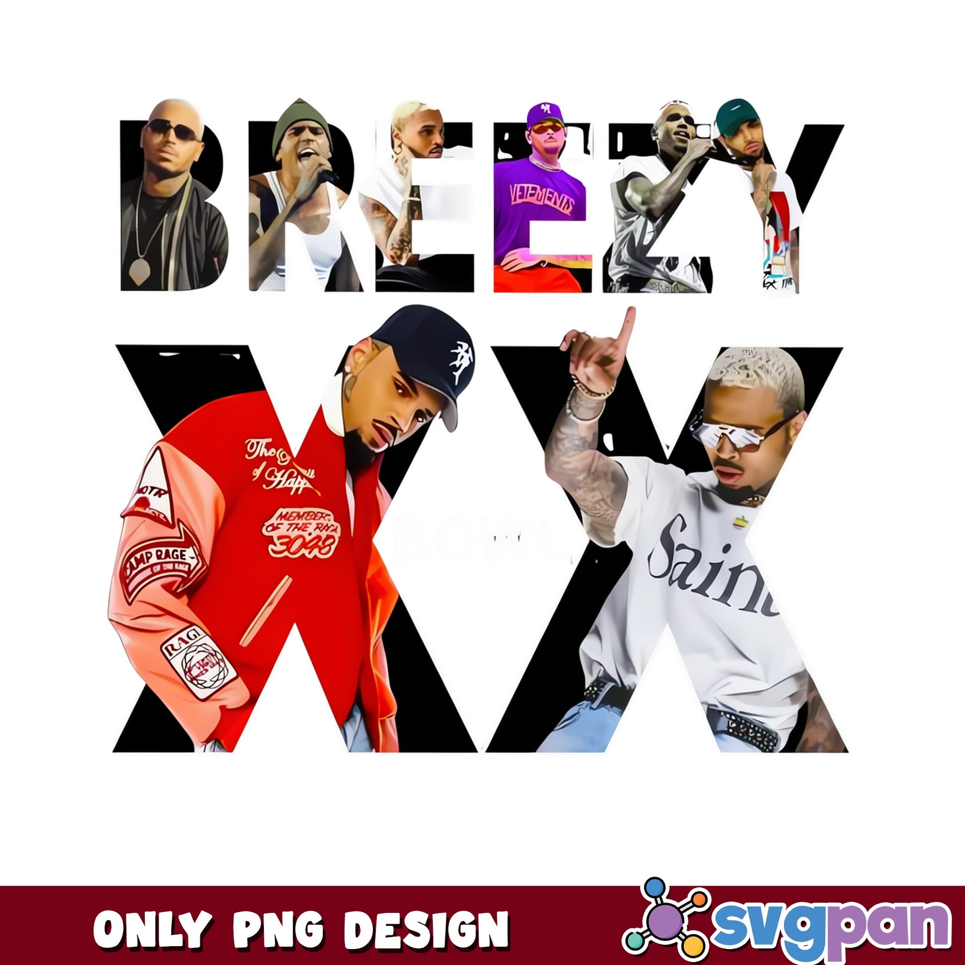 Chris Brown Breezy XX PNG, Rap Music Fan Gift, Singer PNG