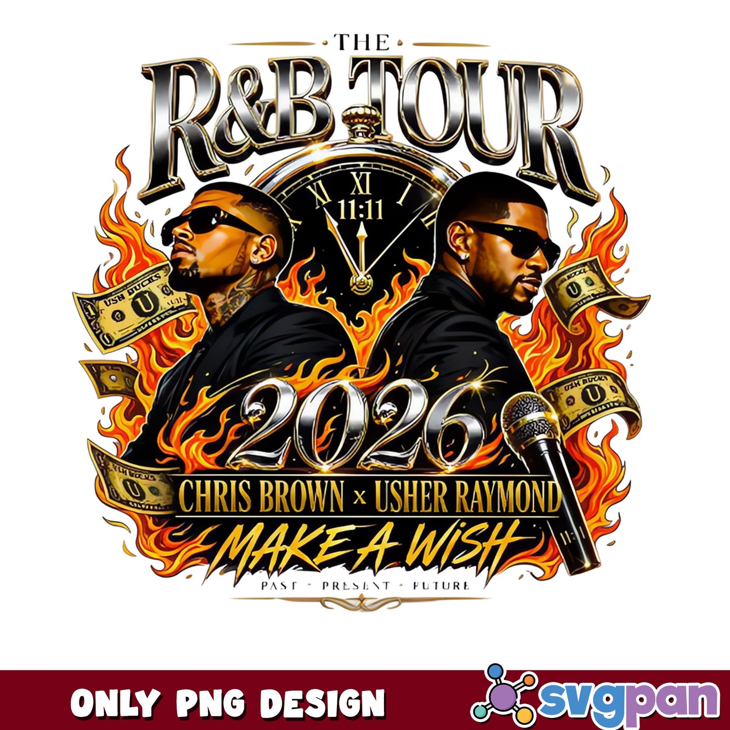 Chris Brown Usher Raymond RnB Tour 2026 PNG, Make A Wish PNG, Concert Tour PNG