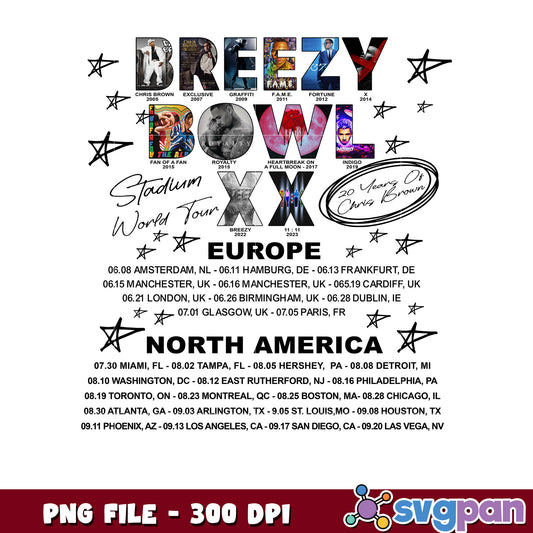 Chris breezy bowl xx tour png, rnb music png, concert merch png