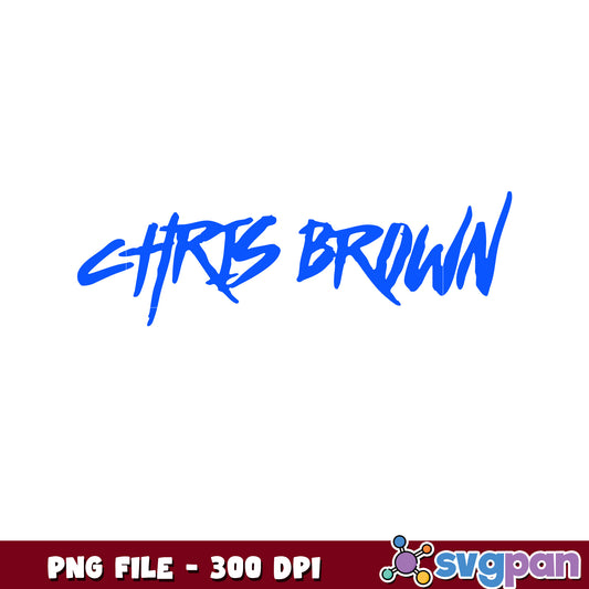 Chris brown signature blue png, rnb artist png, music merch png