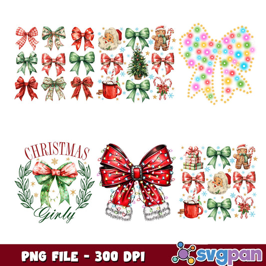 Chrismast girly bow png bundle