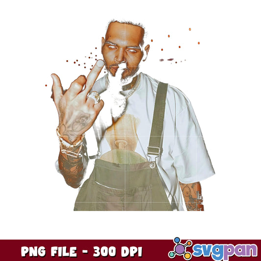 Christ brown dirty finger white png, pop music png, christ brown playlist png