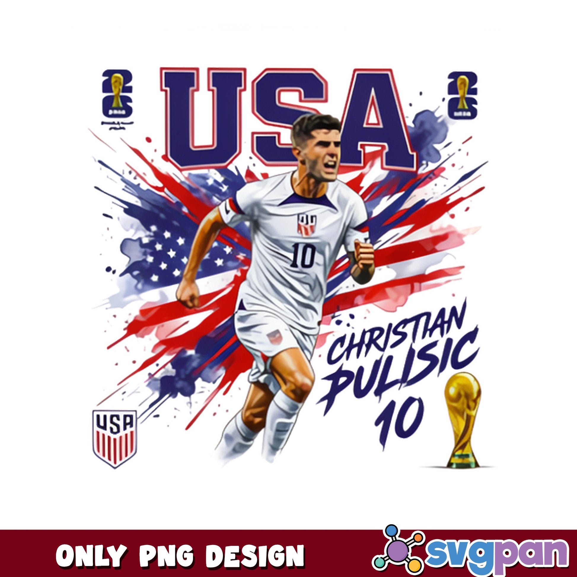 Christian Pulisic USA Soccer PNG, World Cup PNG, USMNT PNG