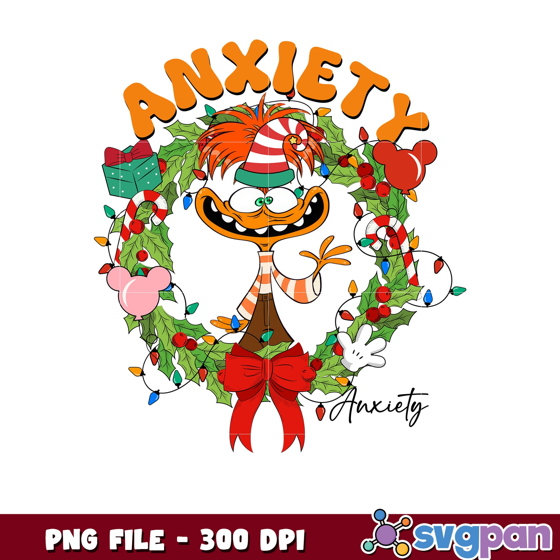 Christmas Aniety Inside Out  png, christmas​ songs png, disney christmas png