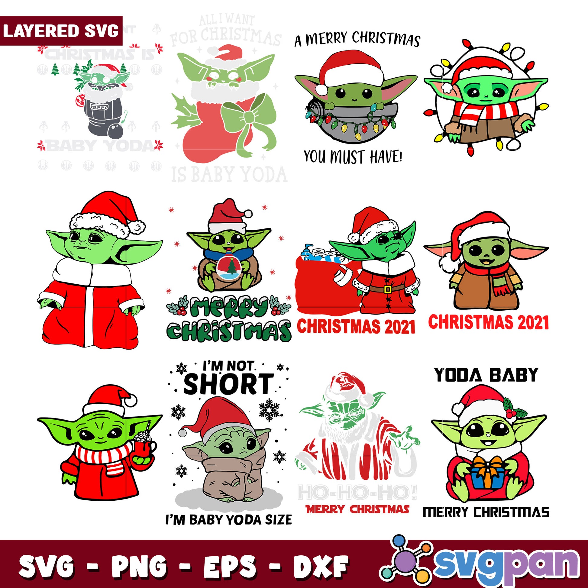 Christmas Baby Yoda SVG Bundle