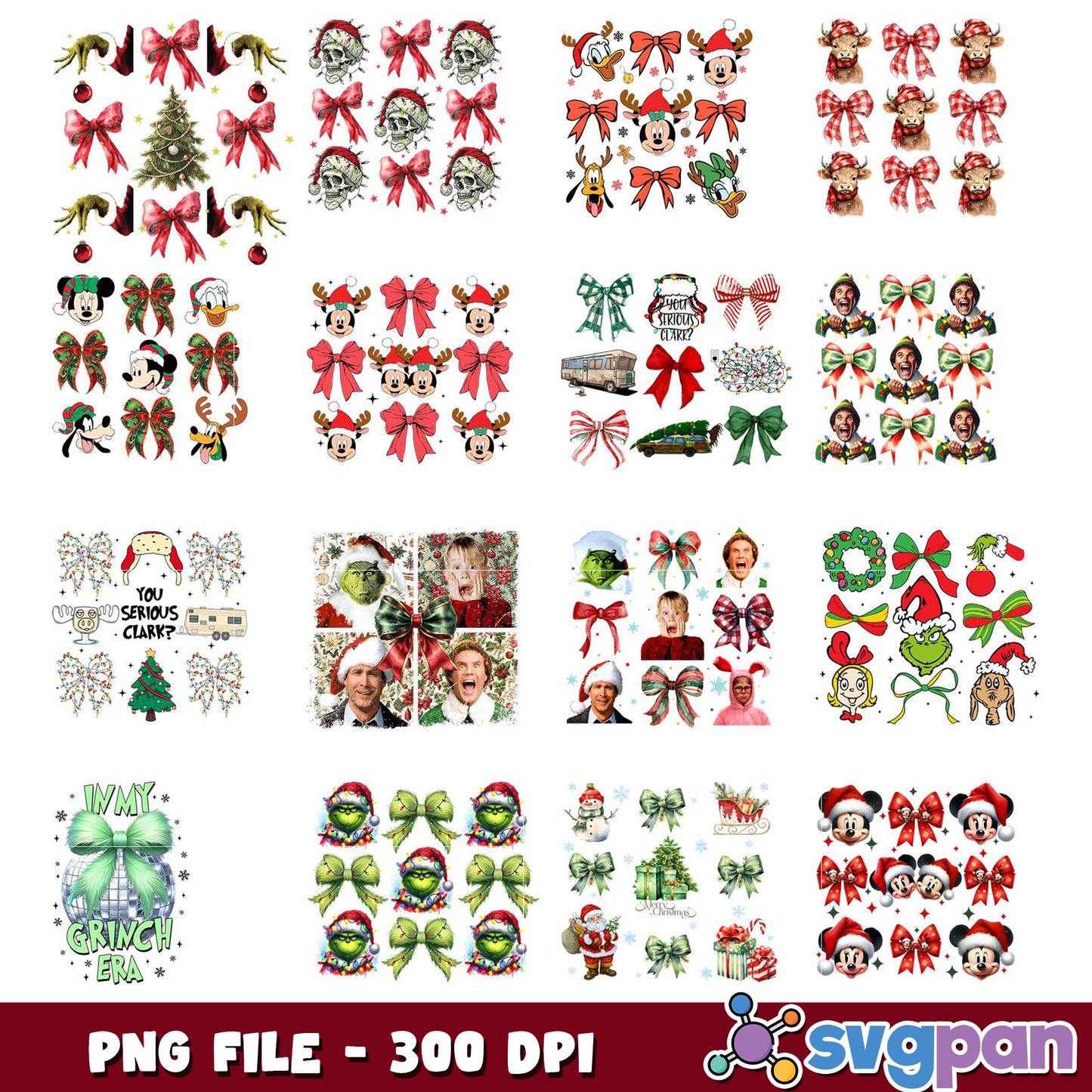 Christmas Bow PNG Bundle 300 DPI