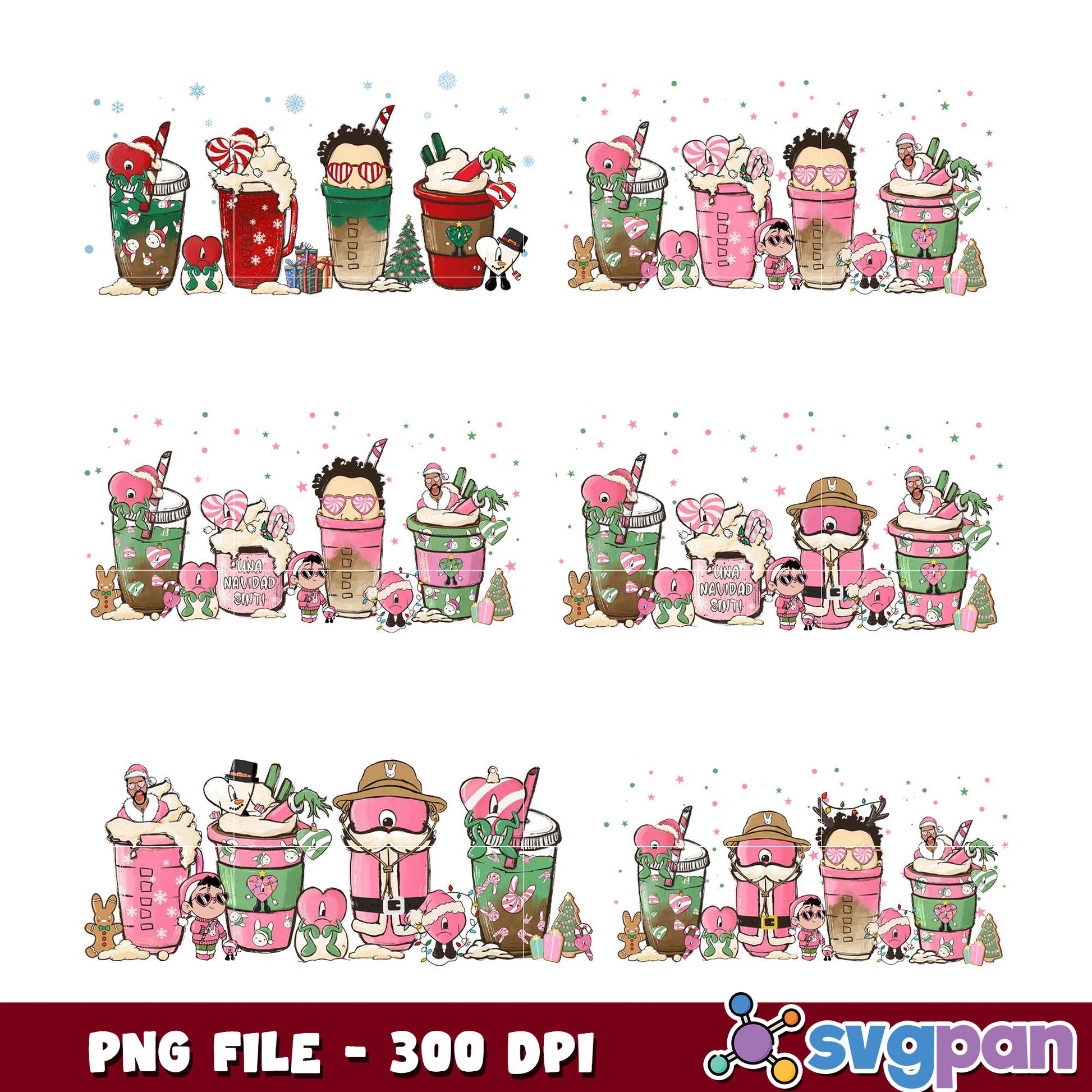 Christmas Coffee Bundle PNG 300 DPI