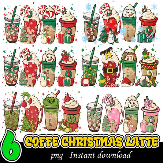 Christmas Coffee Latte Bundle for Instant Download PNGs