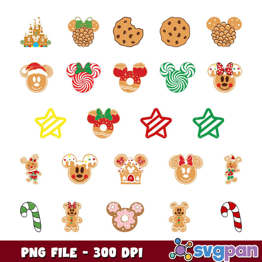 Christmas Disney Gingerbread PNG Bundle