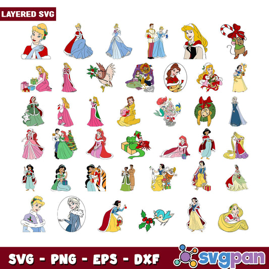 Christmas Disney Princess SVG Bundle