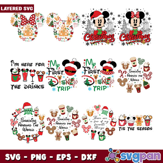 Christmas Disney SVG Bundle Mickey & Minnie