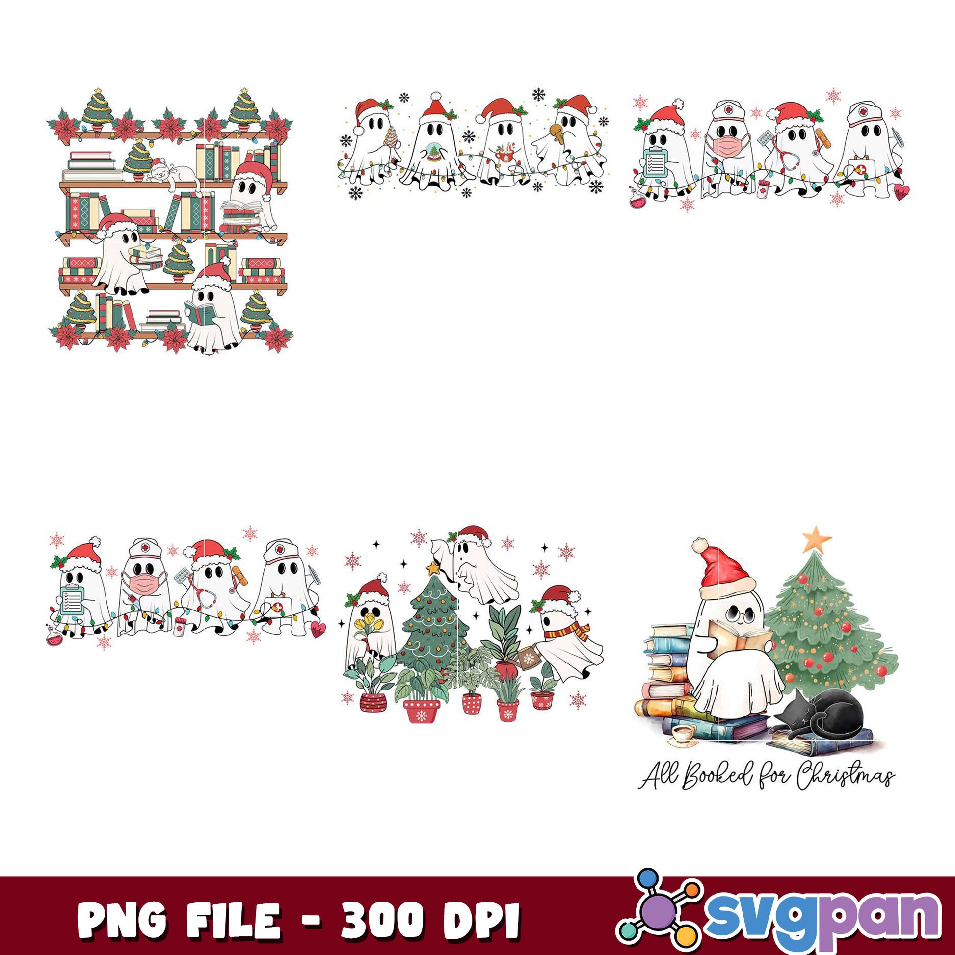Christmas Ghost PNG Bundle 300 DPI