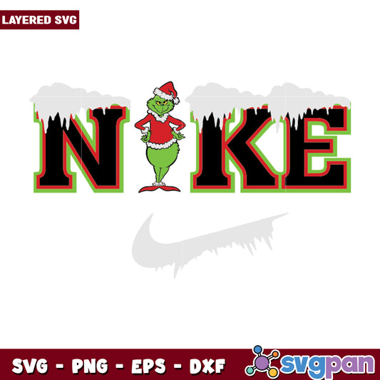 Christmas Grinch Nike Logo Funny Christmas svg, christmas day svg, funny grinch svg