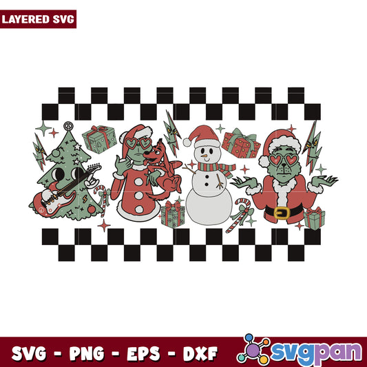 Christmas Grinch Santa Snowman svg, christmas vacation svg, christmas grinch svg