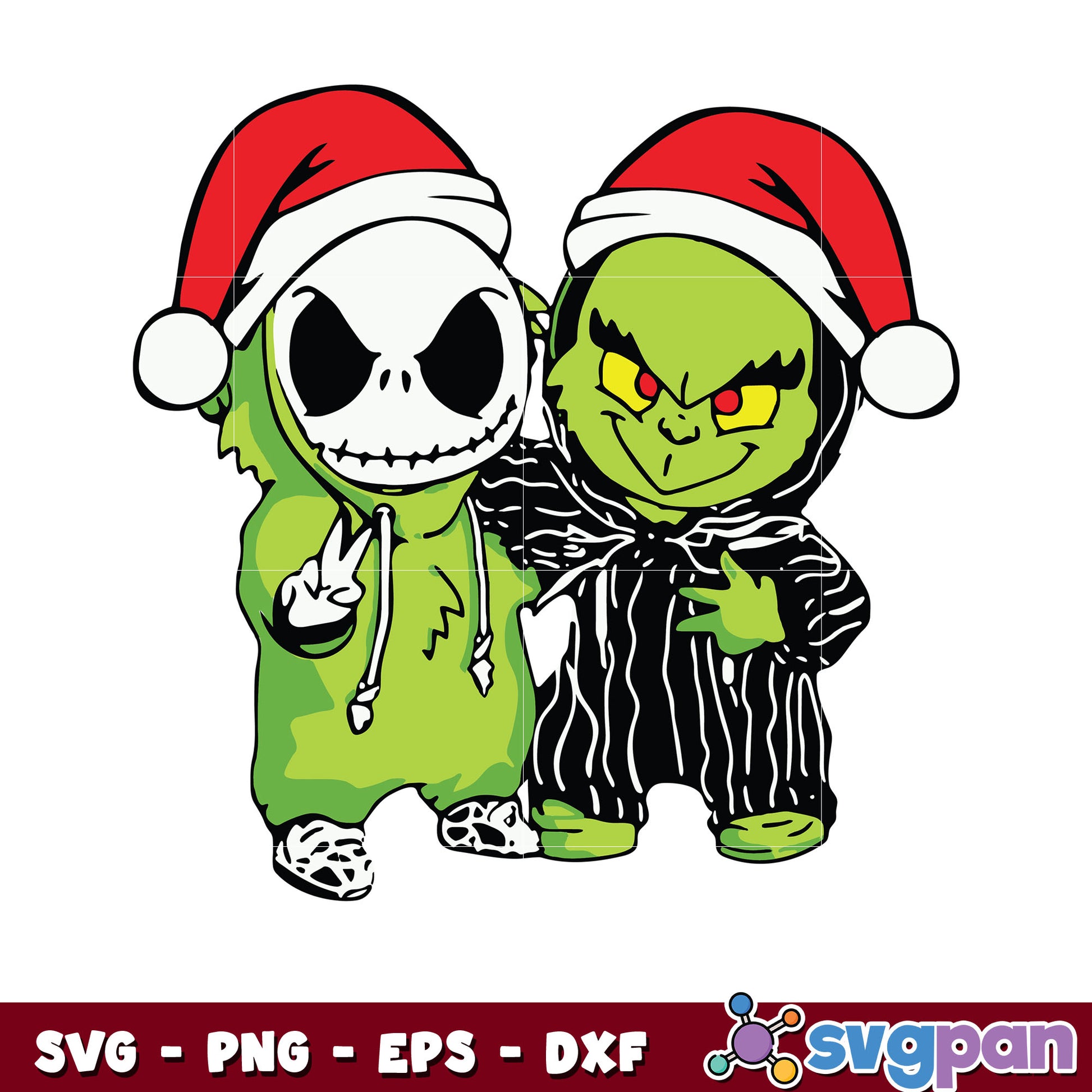 Christmas Grinch and Jack skellington santa hat svg, grinch christmas svg