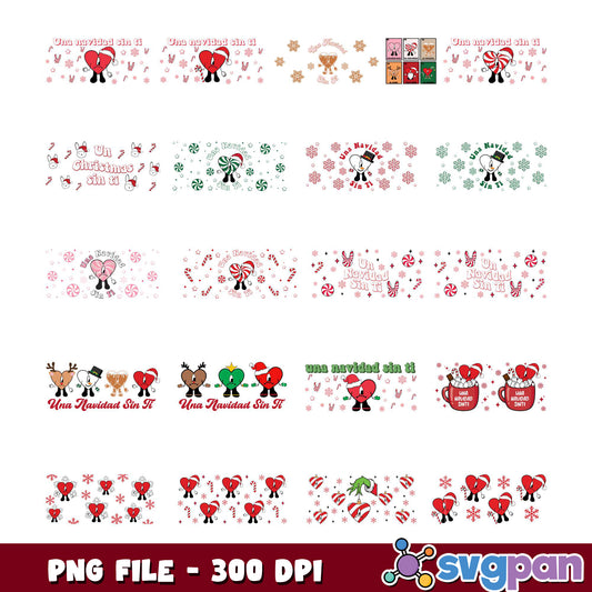 Christmas Heart PNG Bundle 300 DPI