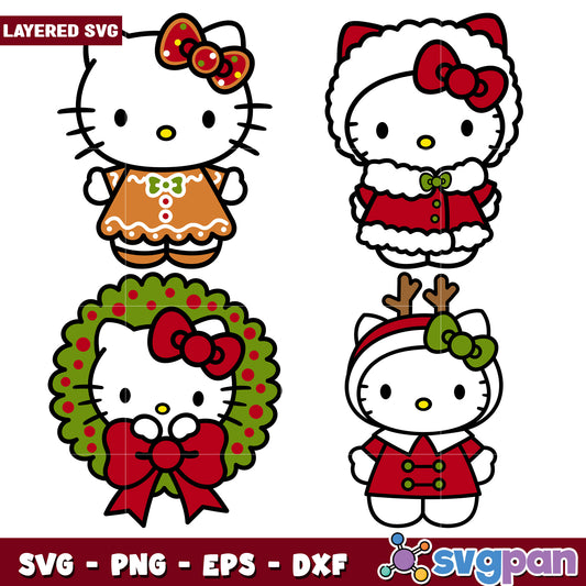 Christmas Hello Kitty SVG Bundle