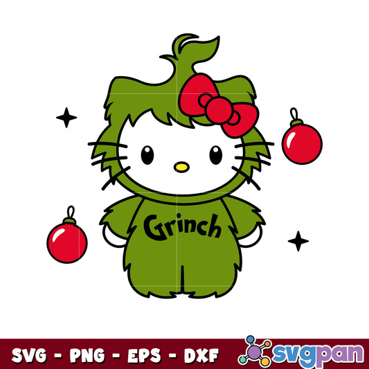 Christmas Hello kitty grinch design svg, hello kitty christmas svg