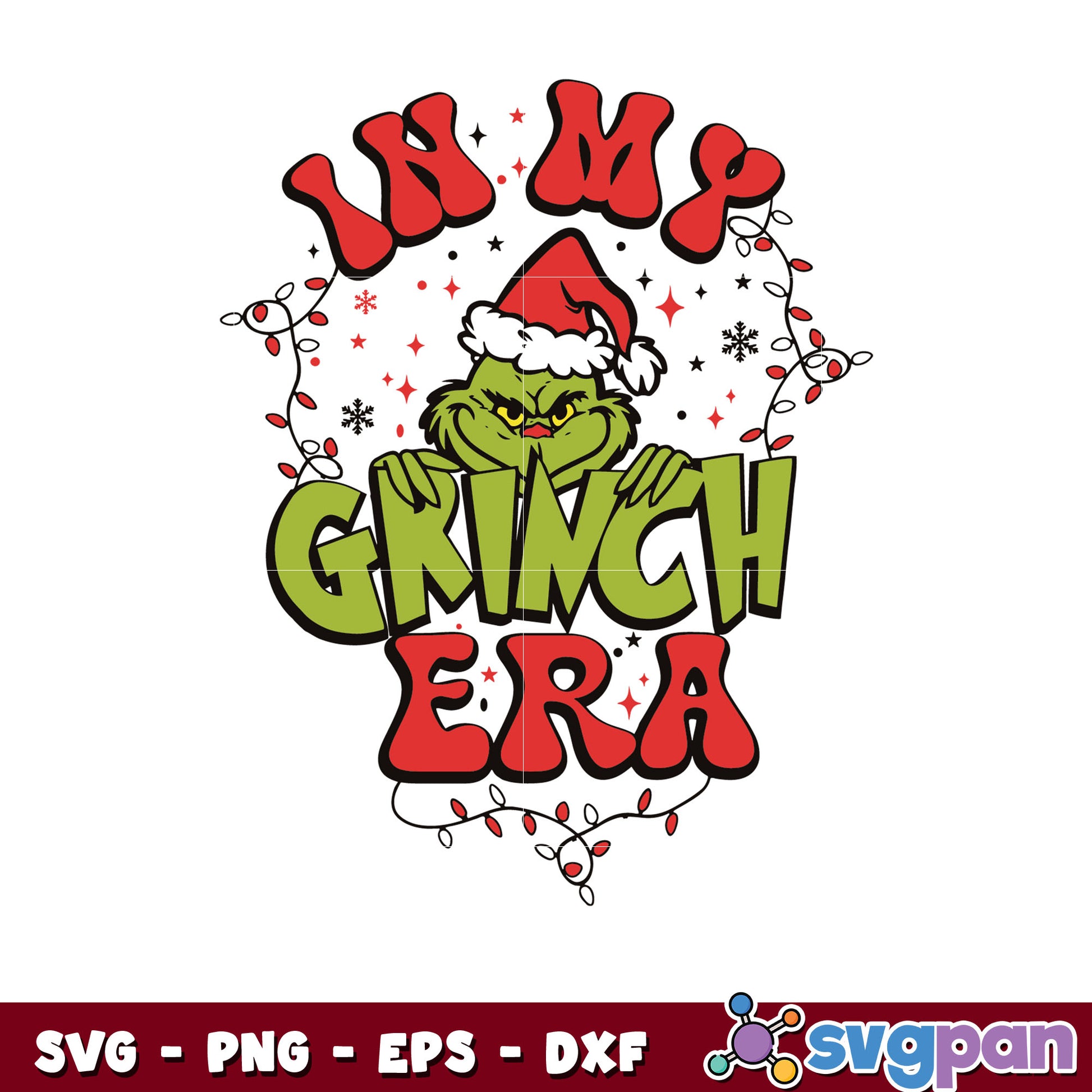 Christmas Lights In My Grinch Era svg, grinch head svg, grinch christmas svg