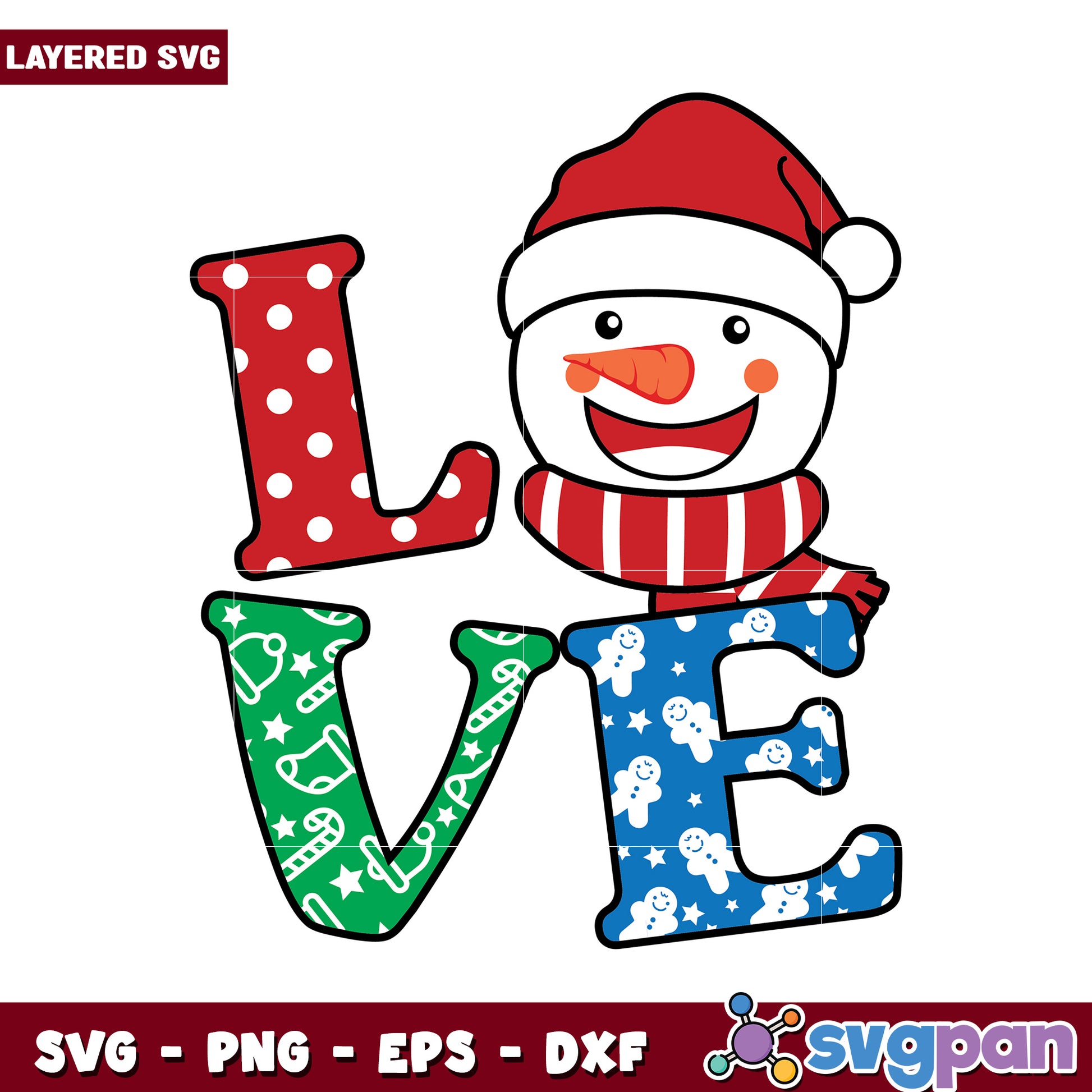 Christmas Love Snowman SVG Design, Perfect for Holiday Projects