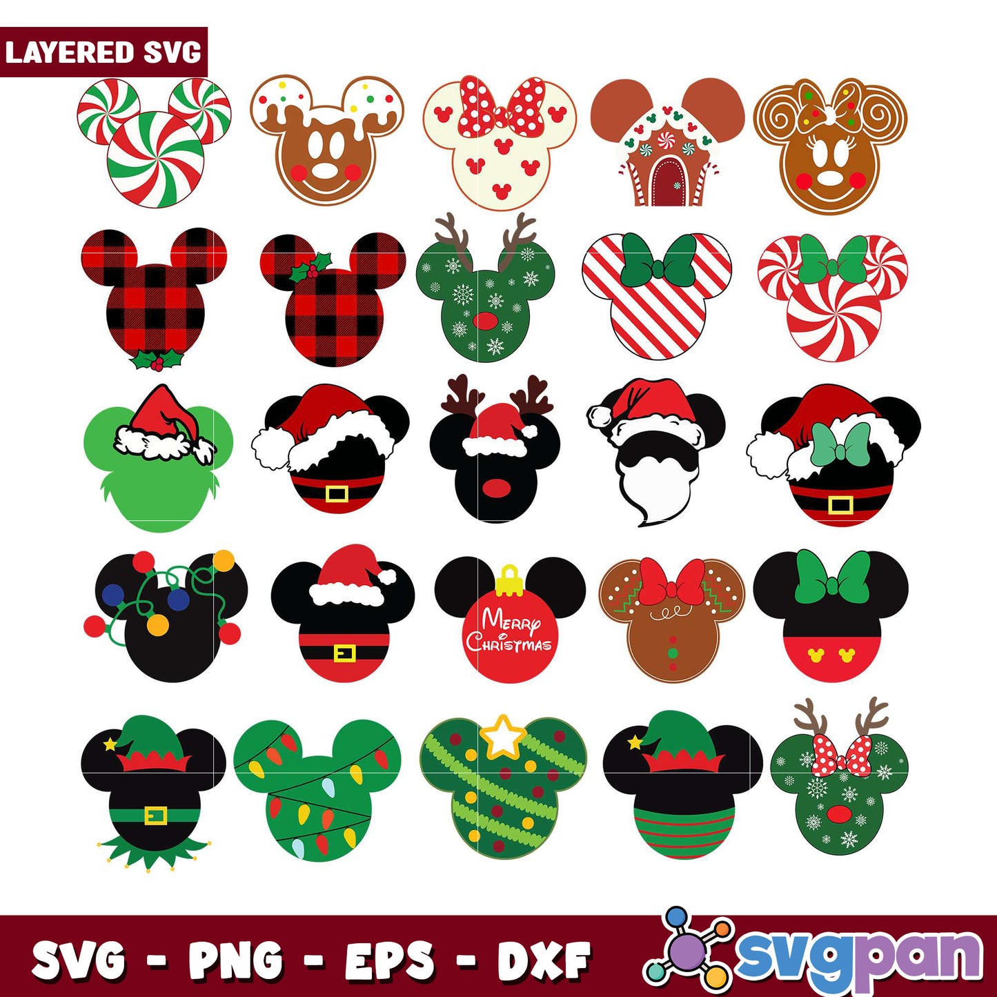 Christmas Mickey Mouse Bundle SVG Files Download