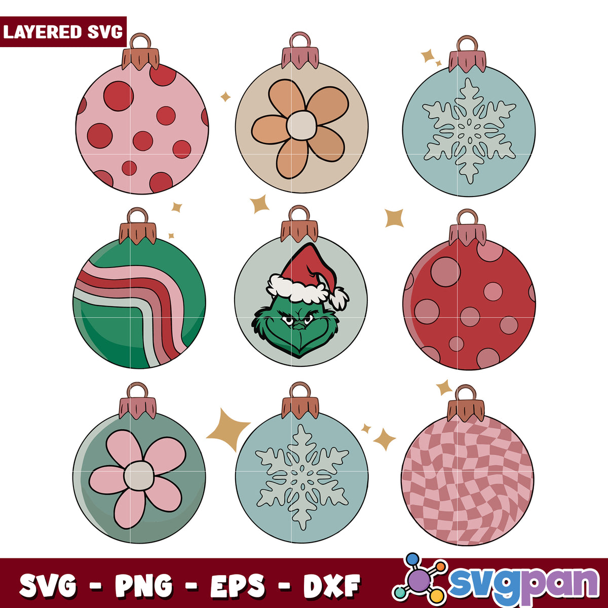 Christmas Ornaments The Grinch svg, christmas vacation svg, christmas grinch svg