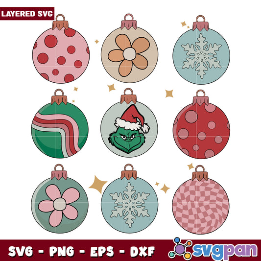 Christmas Ornaments The Grinch svg, christmas vacation svg, christmas grinch svg