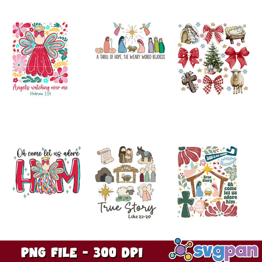 Christmas PNG Bundle Angels, Nativity, 300 DPI