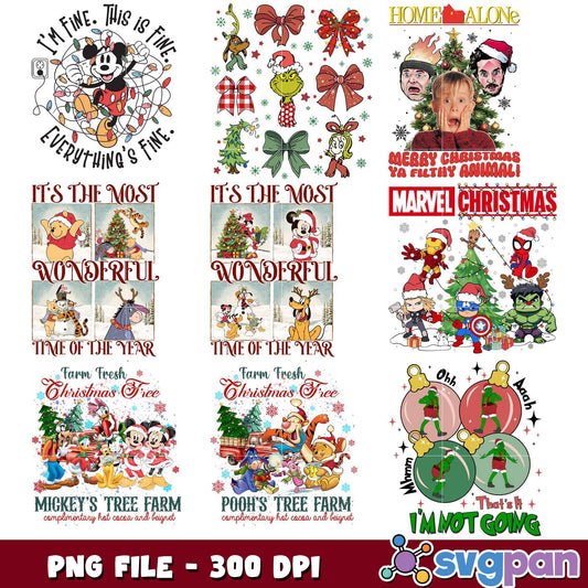 Christmas PNG Bundle Disney, Marvel, & More