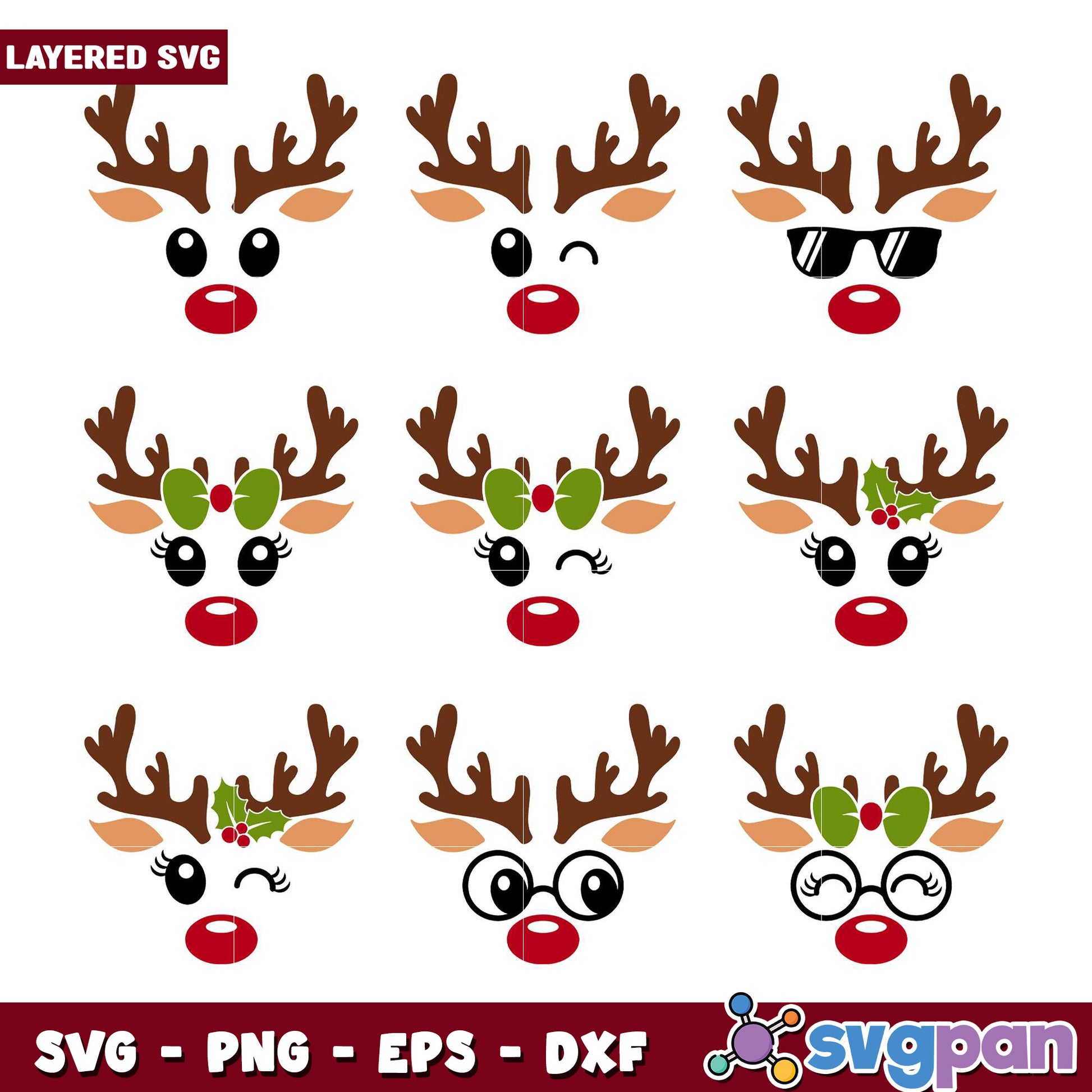 Christmas Reindeer SVG Bundle