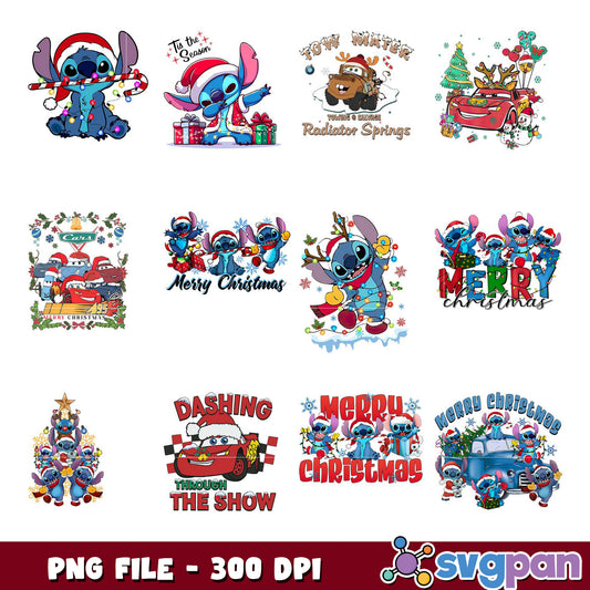 Christmas Stitch & Cars PNG Bundle 300 DPI